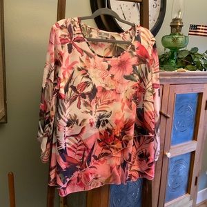 JM Collections Semi Sheer scoop neck, 3/4 sleeves